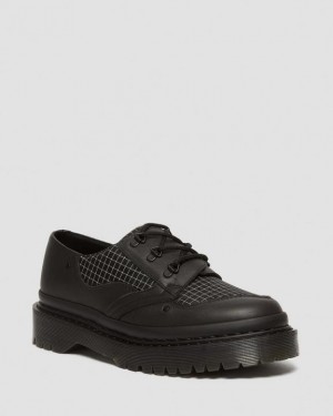 Dr. Martens 1461 Bex Ripstop Grid Oxford Shoes Black/Black/White | SN-DM84536