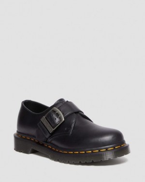 Dr. Martens 1461 Buckle Pull Up Leather Oxford Shoes Czarne | SN-DM84509