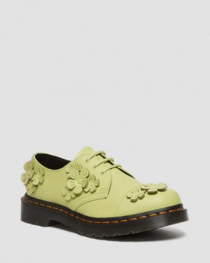 Dr. Martens 1461 Flower Applique Leather Oxford Shoes Głęboka Zielone | SN-DM84555