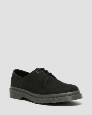 Dr. Martens 1461 Mono Milled Nubuck Leather Oxford Shoes Czarne | SN-DM84514