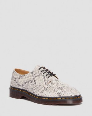 Dr. Martens 2046 Snake Print Suede Oxford Shoes Brown/Black | SN-DM84520