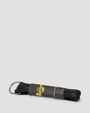 Dr. Martens 55 Inch Waxed Flat Shoe Laces (8-10 Eye) Czarne | SN-DM85216