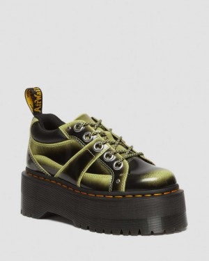 Dr. Martens 5-Eye Max Distressed Leather Platform Shoes Głęboka Zielone | SN-DM84523