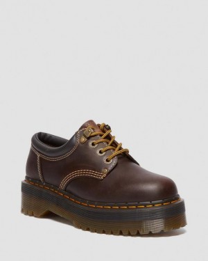 Dr. Martens 8053 Arc Crazy Horse Leather Platform Casual Shoes Ciemny Brązowe | SN-DM85064