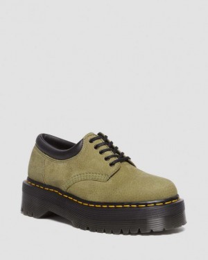 Dr. Martens 8053 Tumbled Nubuck Leather Platform Casual Shoes Oliwkowe | SN-DM85151