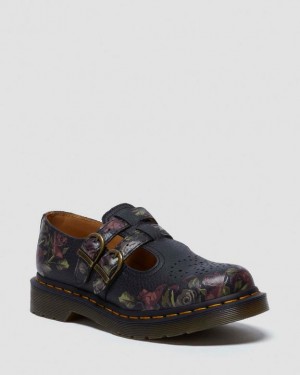 Dr. Martens 8065 Decayed Roses Nappa Mary Jane Shoes Czarne | SN-DM84472