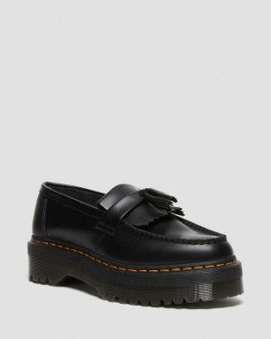 Dr. Martens Adrian Leather Platform Tassel Loafers Czarne | SN-DM84734