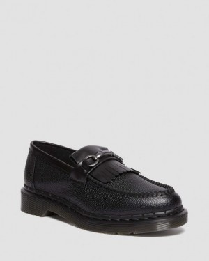 Dr. Martens Adrian Snaffle Pebble Grain Leather Kiltie Loafers Czarne | SN-DM85006