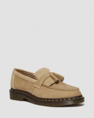 Dr. Martens Adrian Tumbled Nubuck Leather Tassel Loafers Brązowe | SN-DM84496