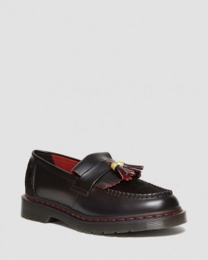 Dr. Martens Adrian Year of the Dragon Hair-On Tassel Loafers Black/Red/Black | SN-DM85000