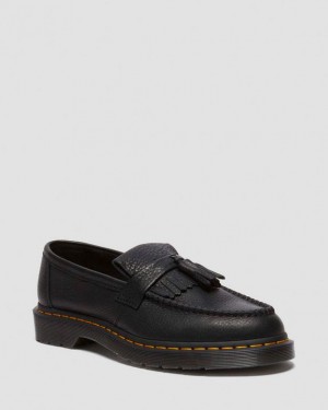 Dr. Martens Adrian Yellow Stitch Ambassador Leather Loafers Czarne | SN-DM84502