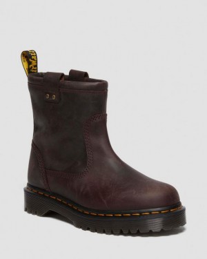 Dr. Martens Anistone Lo Leather Biker Boots Ciemny Brązowe | SN-DM85140