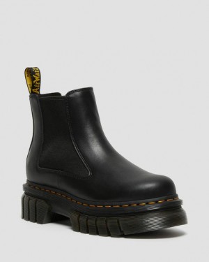 Dr. Martens Audrick Nappa Leather Platform Chelsea Boots Czarne | SN-DM84923
