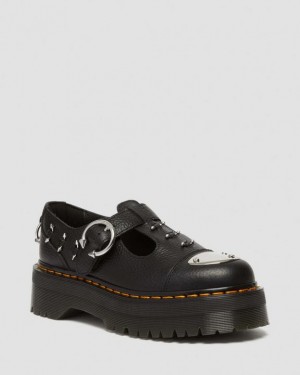 Dr. Martens Bethan Piercing Leather Platform Mary Jane Shoes Czarne | SN-DM84453