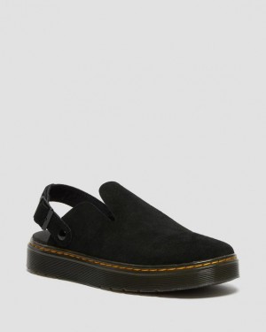 Dr. Martens Carlson Suede Casual Slingback Mules Czarne | SN-DM84646