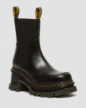 Dr. Martens Corran Chelsea Atlas Leather Heeled Boots Czarne | SN-DM84376