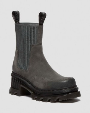 Dr. Martens Corran Chelsea Waxy Suede Heeled Boots Szare | SN-DM84370