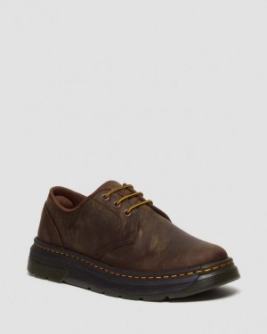 Dr. Martens Crewson Lo Crazy Horse Leather Casual Shoes Ciemny Brązowe | SN-DM84524