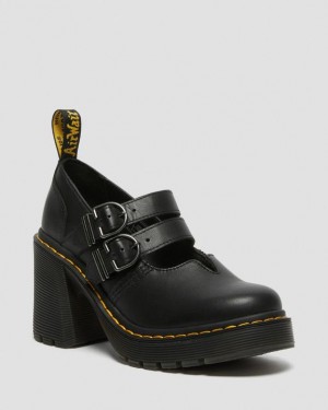 Dr. Martens Eviee Sendal Leather Heeled Shoes Czarne | SN-DM84385