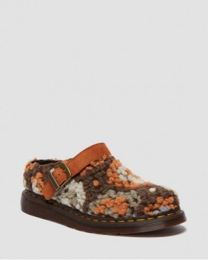 Dr. Martens Isham Crochet Wool Suede Mules Brązowe | SN-DM84424