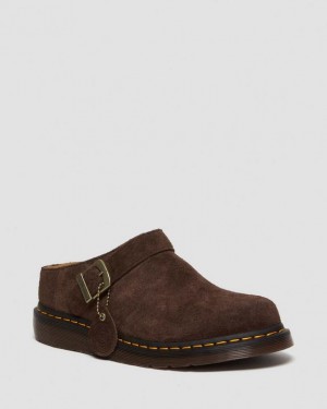 Dr. Martens Isham Desert Oasis Suede Mules Ciemny Brązowe | SN-DM84610