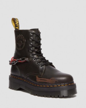 Dr. Martens Jadon Boot WB Mad Max Leather Platforms Ciemny Szare Brązowe | SN-DM84653