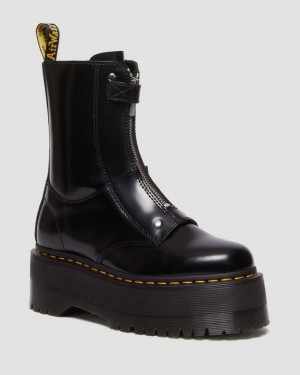 Dr. Martens Jetta Hi Max Leather Platform Boots Czarne | SN-DM84659