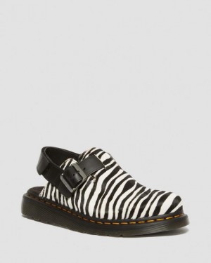 Dr. Martens Jorge II Hair-on Animal Print Slingback Mules Black/White | SN-DM85069