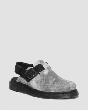 Dr. Martens Jorge II Hairy Suede Slingback Mule Grey/Black | SN-DM84592