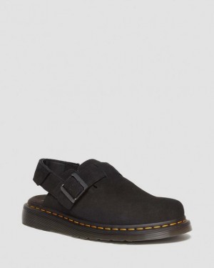 Dr. Martens Jorge II Suede Slingback Mules Czarne | SN-DM84611