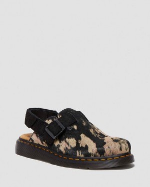 Dr. Martens Jorge Ii Contrast Hair On Slingback Mule Black/Beige | SN-DM85102