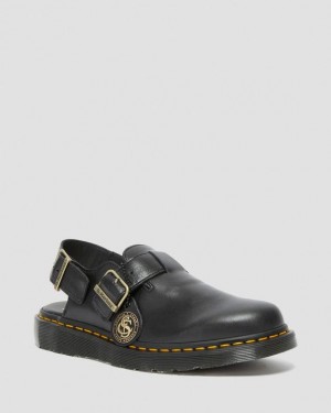 Dr. Martens Jorge Made in England Leather Slingback Mules Czarne | SN-DM85072