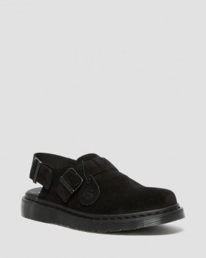 Dr. Martens Jorge Made in England Suede Slingback Mules Czarne | SN-DM84593