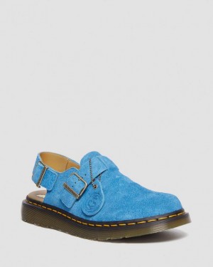 Dr. Martens Jorge Made in England Suede Slingback Mules Niebieskie | SN-DM85065