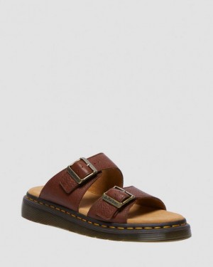 Dr. Martens Josef Ambassador Leather Buckle Sandal Slides Brązowe | SN-DM84621