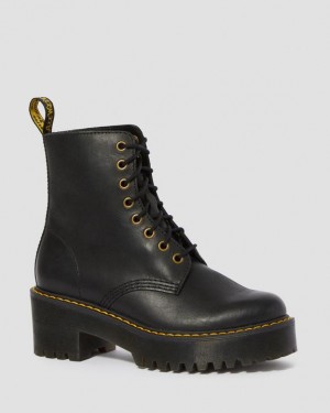 Dr. Martens Shriver Hi Wyoming Leather Heeled Boots Czarne | SN-DM84374