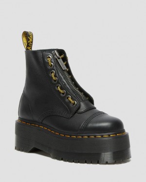 Dr. Martens Sinclair Max Pisa Leather Platform Boots Czarne | SN-DM84669