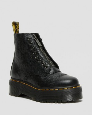Dr. Martens Sinclair Milled Nappa Leather Platform Boots Czarne | SN-DM84692