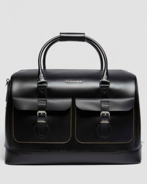 Dr. Martens Smooth Leather Weekender Bag Czarne | SN-DM84760