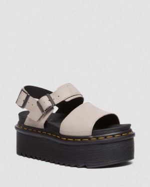 Dr. Martens Voss Pisa Leather Platform Sandals Beżowe | SN-DM84637
