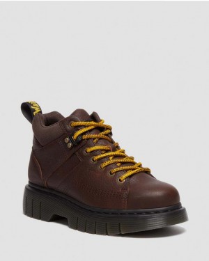 Dr. Martens Woodard Grizzly Leather Low Casual Boots Ciemny Brązowe | SN-DM85137