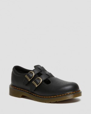 Dr. Martens Youth 8065 Softy T Leather Mary Jane Shoes Czarne | SN-DM84449